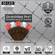20" x 45" Red, Cool White StretchNet Pro 5mm LED Christmas Trunk Wrap Lights, 50 Lights on Brown Wire