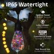 15' RGB Color Change LEDimagine TM Patio String Light Set with 10 ST64 Fairy Light Bulbs on Black Wire, with Drops