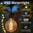 15' FlexFilament TM LED Patio String Light Set with 10 G95 Edison Bulbs on Black Wire, with Drops