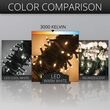 50 Kringle Traditions 5mm Warm White LED Christmas Lights, Green Wire, 4" Spacing