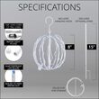 8" Blue LED Light Ball, Fold Flat White Frame