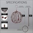 8" Warm White LED Light Ball, Fold Flat Brown Frame