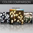 50 5mm Warm White LED Christmas Lights, Brown Wire, 6" Spacing