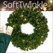 24" Commercial Sequoia Fir Prelit Wreath, 50 Warm White LED 5mm SoftTwinkle Lights