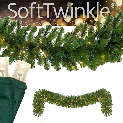 9' x 14" Sequoia Fir Prelit Commercial LED Holiday Garland, 100 Warm White SoftTwinkle Lights