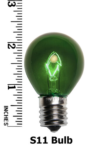 S11 Green Transparent Bulbs, E17 - Intermediate Base
