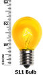 S11 Yellow Triple Dipped Transparent Bulbs, E17 - Intermediate Base
