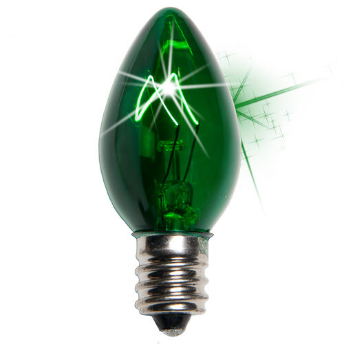 C7 Twinkle Green Triple Dipped Transparent Bulbs