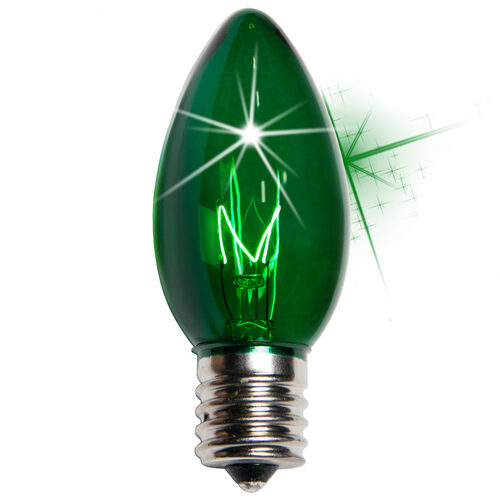 C9 Twinkle Green Triple Dipped Transparent Bulbs