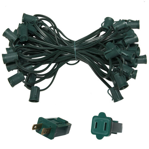 C9 E17 - Intermediate Light Stringer, 50' Length, 12" Spacing, 10 Amp SPT2W Green Wire, Commercial Grade