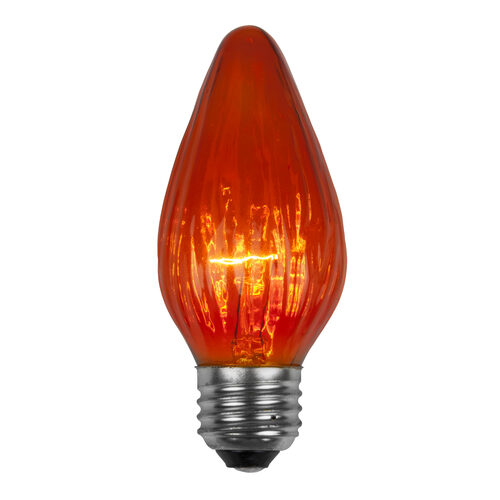 F15 Flame Amber / Orange Triple Dipped Transparent Bulbs, E26 - Medium Base