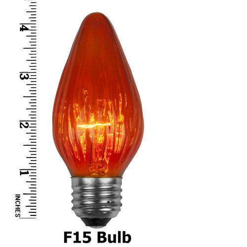 F15 Flame Amber / Orange Triple Dipped Transparent Bulbs, E26 - Medium Base