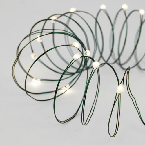 Warm White Battery Operated Fairy LED Lights, Green Wire