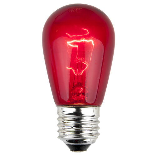 S14 Red Triple Dipped Transparent Bulbs, E26 - Medium Base