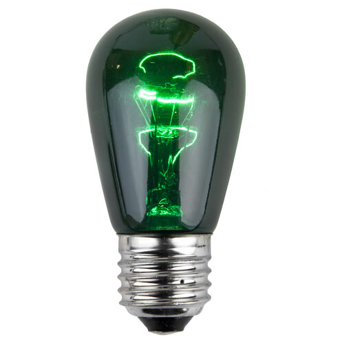 S14 Green Triple Dipped Transparent Bulbs, E26 - Medium Base