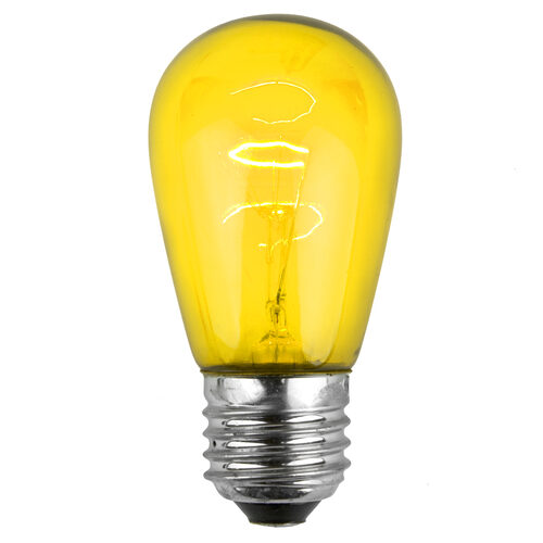 S14 Yellow Triple Dipped Transparent Bulbs, E26 - Medium Base