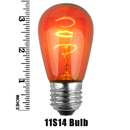S14 Amber / Orange Triple Dipped Transparent Bulbs, E26 - Medium Base