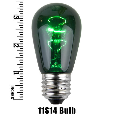 S14 Green Triple Dipped Transparent Bulbs, E26 - Medium Base