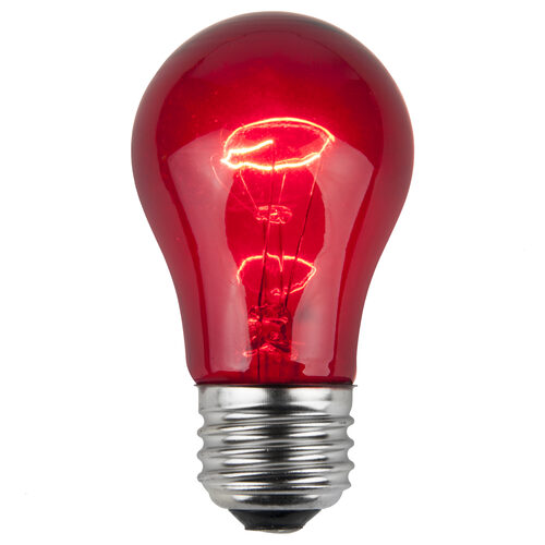 A15 Red Transparent Bulbs, E26 - Medium Base