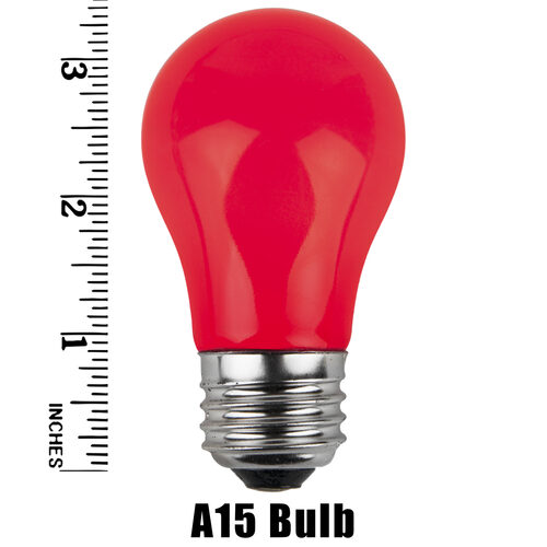A15 Red Opaque Bulbs, E26 - Medium Base
