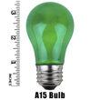 A15 Green Opaque Bulbs, E26 - Medium Base