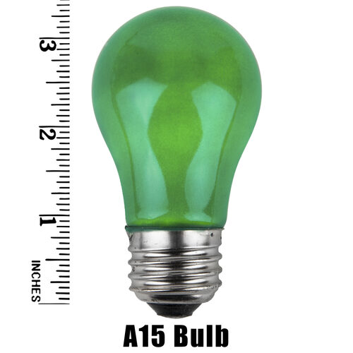 A15 Green Opaque Bulbs, E26 - Medium Base