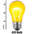 A15 Yellow Transparent Bulbs, E26 - Medium Base