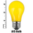 A15 Yellow Opaque Bulbs, E26 - Medium Base