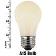 A15 White Opaque Bulbs, E26 - Medium Base