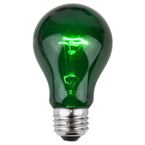 A19 Green Transparent Bulbs, E26 - Medium Base