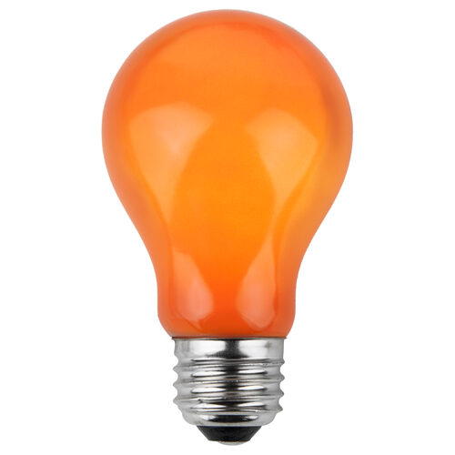 A19 Orange Opaque Bulbs, E26 - Medium Base