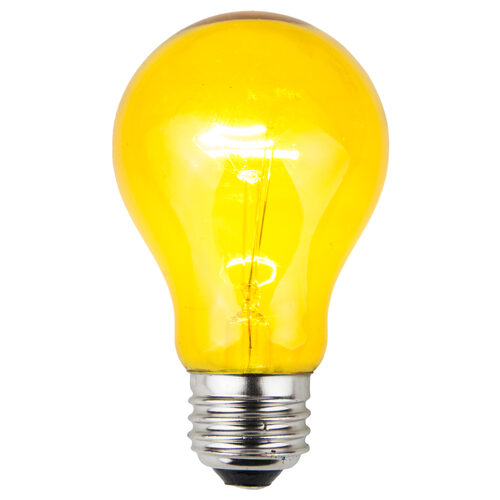 A19 Yellow Transparent Bulbs, E26 - Medium Base