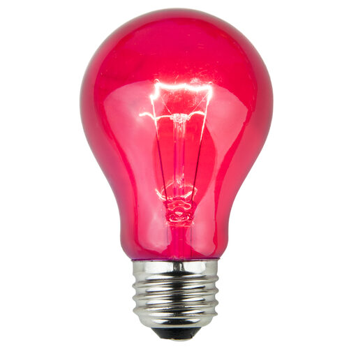 A19 Pink Transparent Bulbs, E26 - Medium Base - Wintergreen Corporation