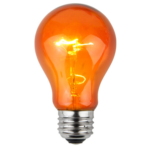 A19 Amber / Orange Triple Dipped Transparent Bulbs, E26 - Medium Base