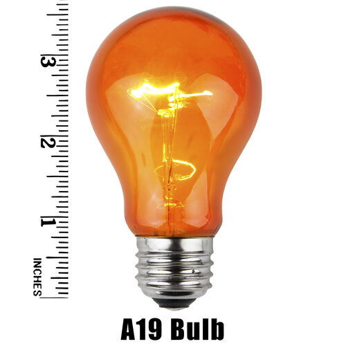 A19 Amber / Orange Triple Dipped Transparent Bulbs, E26 - Medium Base