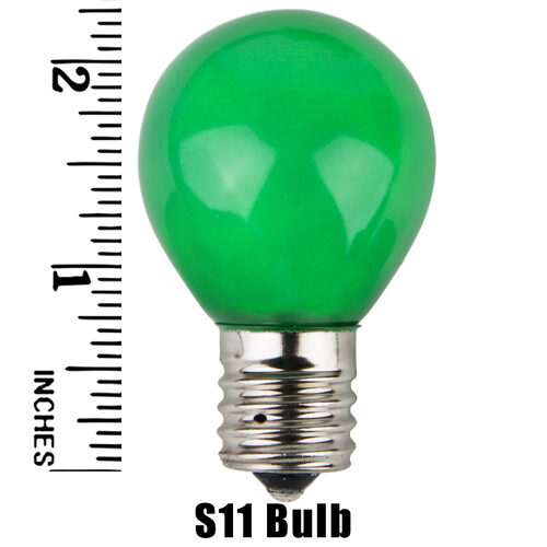S11 Green Opaque Bulbs, E17 - Intermediate Base