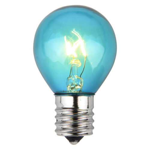 S11 Teal Triple Dipped Transparent Bulbs, E17 Intermediate Base Wintergreen Corporation