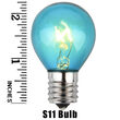 S11 Teal Triple Dipped Transparent Bulbs, E17 - Intermediate Base