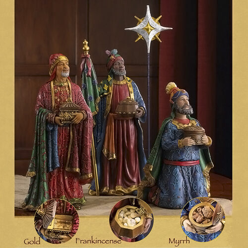 Deluxe Three Kings with Gifts, 4 Piece Set
