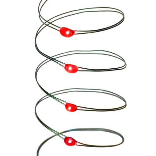 Red Battery Operated Fairy LED Lights, Green Wire