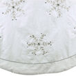 White Linen Embroidered Snowflake Jewels Tree Skirt