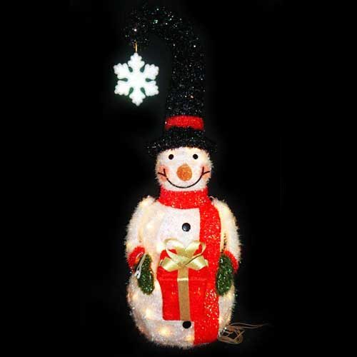 3D Lighted Snowman with Santa Hat