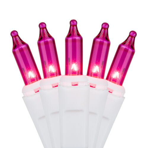 100 Pink Mini Lights, White Wire, 2.5" SpacingWintergreen Corporation