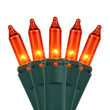 35 Amber / Orange Craft Lights, Green Wire, 4" Spacing