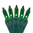 100 Green Mini Lights, Green Wire, 6" Spacing