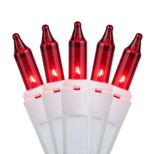 50 Red Mini Lights, White Wire, 4" SpacingWintergreen Corporation