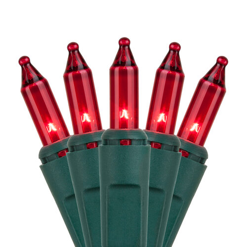 35 Red Craft Lights, Green Wire, 4" Spacing