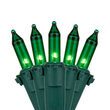 50 Green Mini Lights, Lamp Lock, Green Wire, 4" Spacing