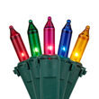 50 Multi Color Mini Lights, Lamp Lock, Green Wire, 4" Spacing