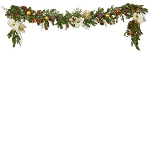 9' x 14" Vermont White Battery Operated LED Holiday Garland, 60 Warm White Lights